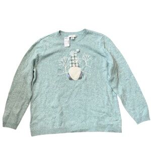 Christopher & Banks Woman’s Holiday Gnome Sweater Crew‎ Neck Long Sleeve NWT XL